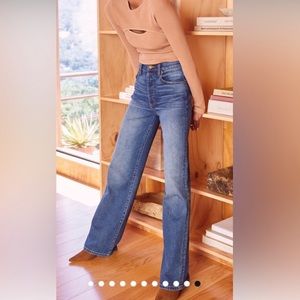 Evereve The Ever Trouser Jean Wide Leg Denim Button Fly Size 32